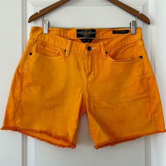 Lucky Brand Abbey Short w Frayed Roll-Up Hems Orange - Picture 2 of 13